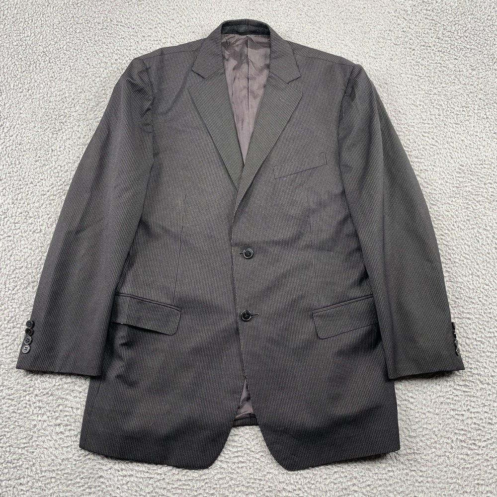 Z Zegna Suit Jacket Mens 42R Grey City Pinstripe 100% Wool Two Button Blazer